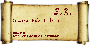 Stoics Kálmán névjegykártya
